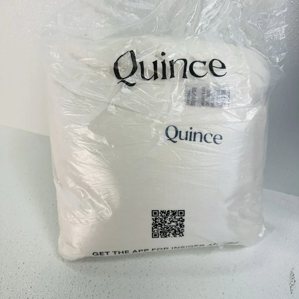 Quince European Linen Sheet Set Queen Size White 4 Piece with Flat Sheet